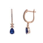 Ohrhänger 750/18 K Roségold mit Saphiren & Diamanten 0.12 ct