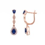 Boucles d'oreilles or rosé 750/18 ct avec saphirs & diamants 0.15 ct