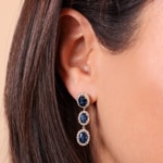 Boucle d'oreilles pendantes or rosé 750/18 ct avec saphirs & diamants 0.89 ct H/si - OR-60841-SAF-RG