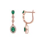 Ohrhänger 750/18 K Roségold mit Smaragden & Diamanten 0.14 ct