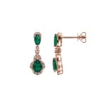 Ohrhänger 750/18 K Roségold mit Smaragden & Diamanten 0.19 ct
