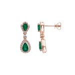 Ohrhänger 750/18 K Roségold mit Smaragden & Diamanten 0.25 ct