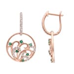 Ohrhänger 750/18 K Roségold mit Smaragden & Diamanten 0.29 ct