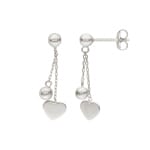 Drop Earrings 750/18 K White Gold, Heart