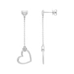 Ohrhänger 750/18 K Weissgold Herz mit Diamanten 0.03 ct