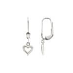 Drop Earrings 750/18 K White Gold, Heart