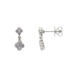 Drop Earrings 750/18 K White Gold Cloverleaves with Diamonds 0.61 ct H/si