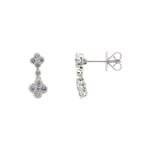 Drop Earrings 750/18 K White Gold Cloverleaves with Diamonds 0.61 ct H/si