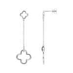 Drop Earrings 750/18 K White Gold Cloverleaf with Diamonds 0.04 ct