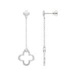 Boucles d'oreilles or gris 750/18 ct Trèfle avec diamants 0.05 ct
