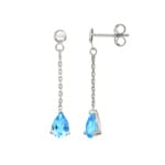 Boucle d'oreilles pendantes or gris 750/18 ct avec topaze bleue poire - IE303GT