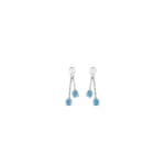 Boucle d'oreilles pendantes or gris 750/18 ct avec topazes bleues ronde - IG325GT