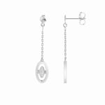 Boucles d'oreilles pendantes or gris 750/18 ct avec diamants 0.04ct. H/p1