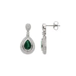 Ohrhänger 750/18 K Weissgold mit Diamanten 0.87 ct H/si und Smaragde 1.21 ct