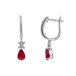 Ohrhänger 750/18 K Weissgold mit Rubinen & Diamanten 0.12 ct