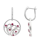 Ohrhänger 750/18 K Weissgold mit Rubinen & Diamanten 0.29 ct
