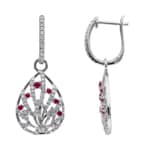 Ohrhänger 750/18 K Weissgold mit Rubinen & Diamanten 0.50 ct - OR-73806-RUB-WG