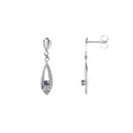 Boucle d'oreilles pendantes or gris 750/18 ct avec saphir