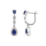 Boucles d'oreilles or gris 750/18 ct avec saphirs & diamants 0.15 ct