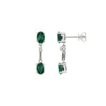 Drop Earrings 750/18 K White Gold with Emeralds & Diamonds 0.05 ct H/si