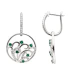 Ohrhänger 750/18 K Weissgold mit Smaragden & Diamanten 0.29 ct