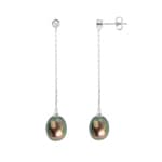 Ohrhänger 750/18 K Weissgold mit Tahiti-Kulturperle und Diamanten 0.07ct.
