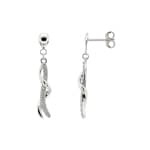 Boucles d'oreilles pendantes or gris 750/18 ct avec zircones