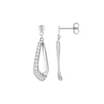 Boucles d'oreilles pendantes or gris 750/18 ct avec zircones