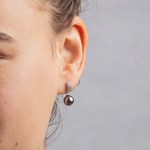 Drop Earrings 925 Silver rhodium-plated with blue Artificial Pearls 8mm & Cubic Zirconia - AIWU14GZ