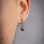 Drop Earrings 925 Silver rhodium-plated with blue Artificial Pearls 6mm & Cubic Zirconia - AIWZ15GZ