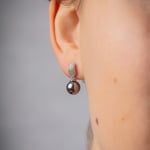 Drop Earrings 925 Silver rhodium-plated with blue Artificial Pearls 8mm & Cubic Zirconia - AIWU14GZ