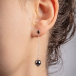 Drop Earrings 925 Silver rhodium-plated with Hematite Ø 8mm - 305649