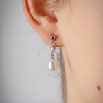 Ohrhänger 925 Silber rhodiniert mit Kunstperlen 8mm & Zirkonia - 335024