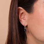 Drop Earrings 925 Silver rhodium-plated with Tahitian Pearl Ø 8mm - 335041