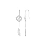 Drop Earrings 925 Silver rhodium-plated Dreamcatcher with Cubic Zirconia - 335747.1