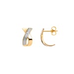Ohrringe 750/18 K Gelb-/Weissgold mit Diamanten 0.01ct. H/p1