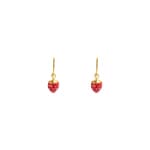 Earrings 750/18 K Yellow Gold Strawberries with red Lacquer - 8386