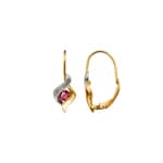 Ohrringe 750/18 K Gelbgold mit Rubin und Diamant 0.01ct.