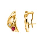 Ohrringe 750/18 K Gelbgold mit Rubinen & Diamanten 0.11 ct H/si - 96060703