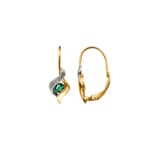 Ohrringe 750/18 K Gelbgold mit Smaragd und Diamant 0.01ct.