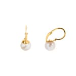 Earrings 750/18 K Yellow Gold with Freshwater Pearl Ø 7mm