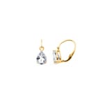 Boucles d'oreilles or jaune 750/18 ct avec zircones poire