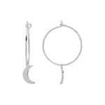 Earrings 925 Silver rhodium-plated Ø 20mm, Moon
