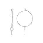 Earrings 925 Silver rhodium-plated Ø 20mm, Key