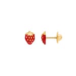 Ohrstecker 375/9 K Gelbgold Erdbeeren lackiert - 650096