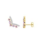 Clous d'oreilles or jaune 375/9 ct avec améthystes & zircones