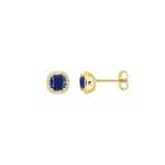 Ohrstecker 375/9 K Gelbgold mit Lab Grown Saphir & Diamanten 0.11 ct
