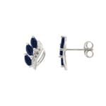 Clous d'oreilles or gris 375/9 ct avec saphir - 29PF12GS