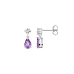 Ohrstecker 375/9 K Weissgold mit Tropfen Amethysten und Zirkonia - 297309.A1