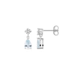 Ohrstecker 375/9 K Weissgold mit Tropfen Aquamarinen und Zirkonia